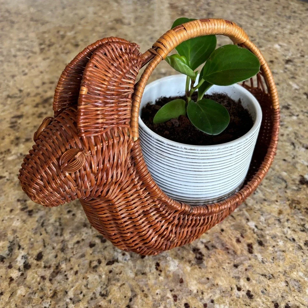 Wicker Rabbit Basket woven wood planter‎ Easter